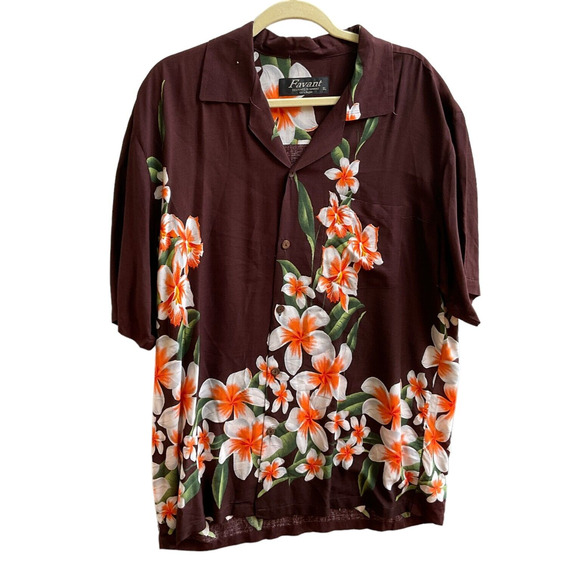 Favant Mens Hawaiian Tropical Floral Rayon Button Up Shirt Size XL  ith pocket - Picture 3 of 8